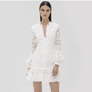 Alexis Lilian white lace, bridal Long sleeve Dress S